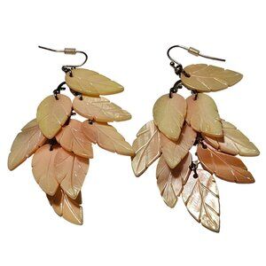 Vintage Hand Carved Cascade Dangle Earrings Orange Leaf Fashion Jewelry Women